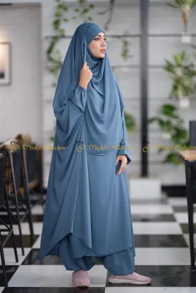 Amaya Niqab attached Jilbab Stone Blue