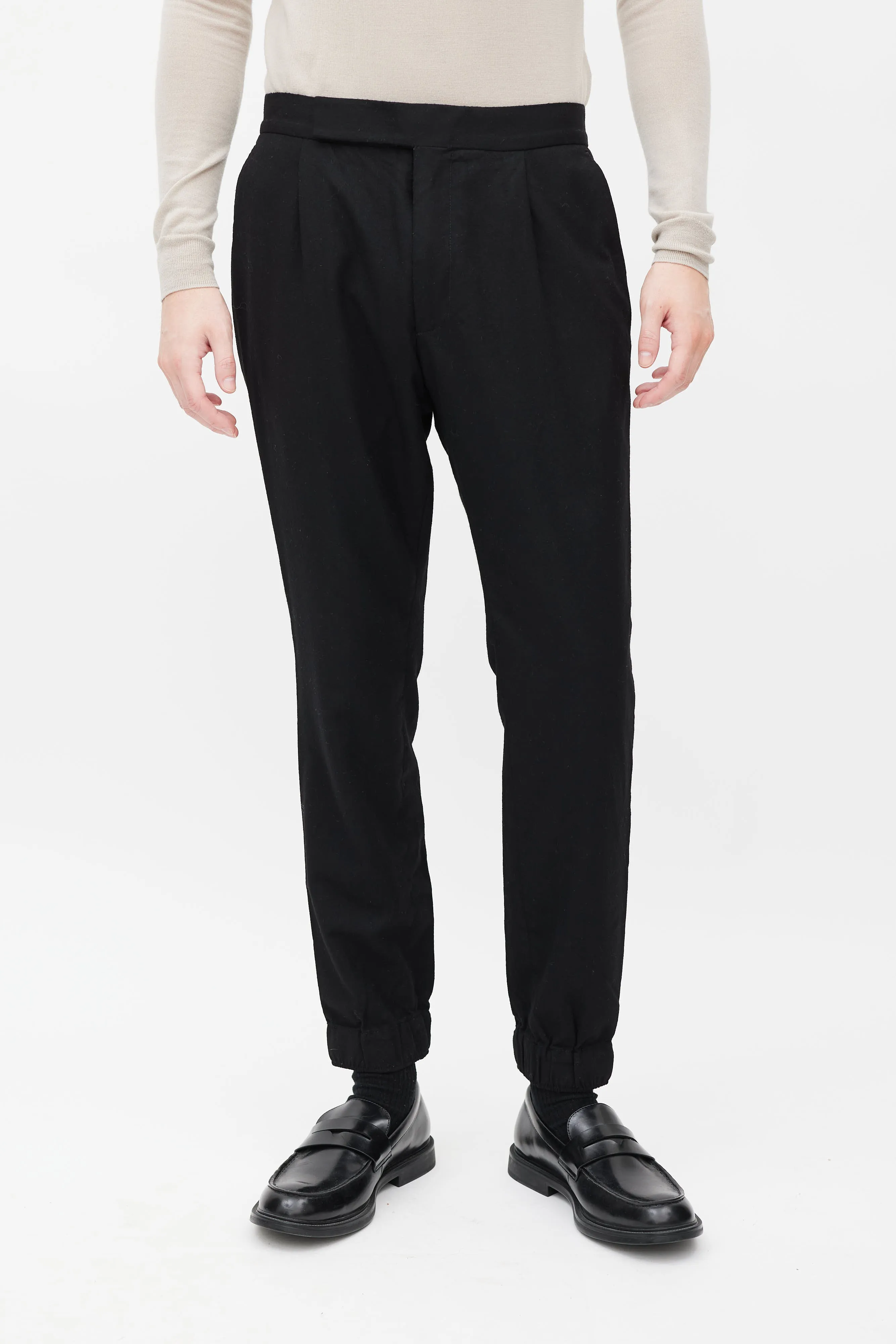Black Wool Slim Jogger Pant