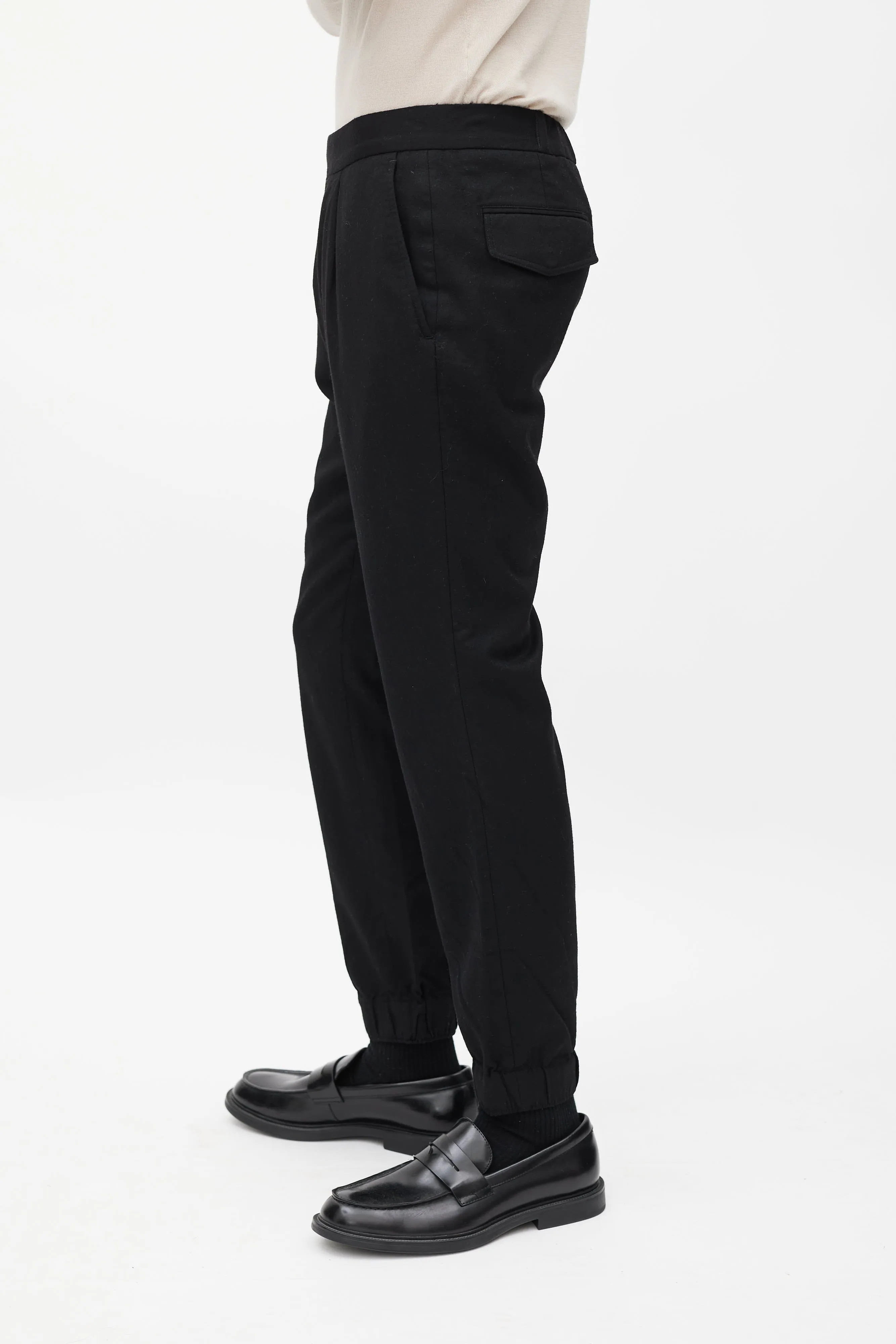 Black Wool Slim Jogger Pant