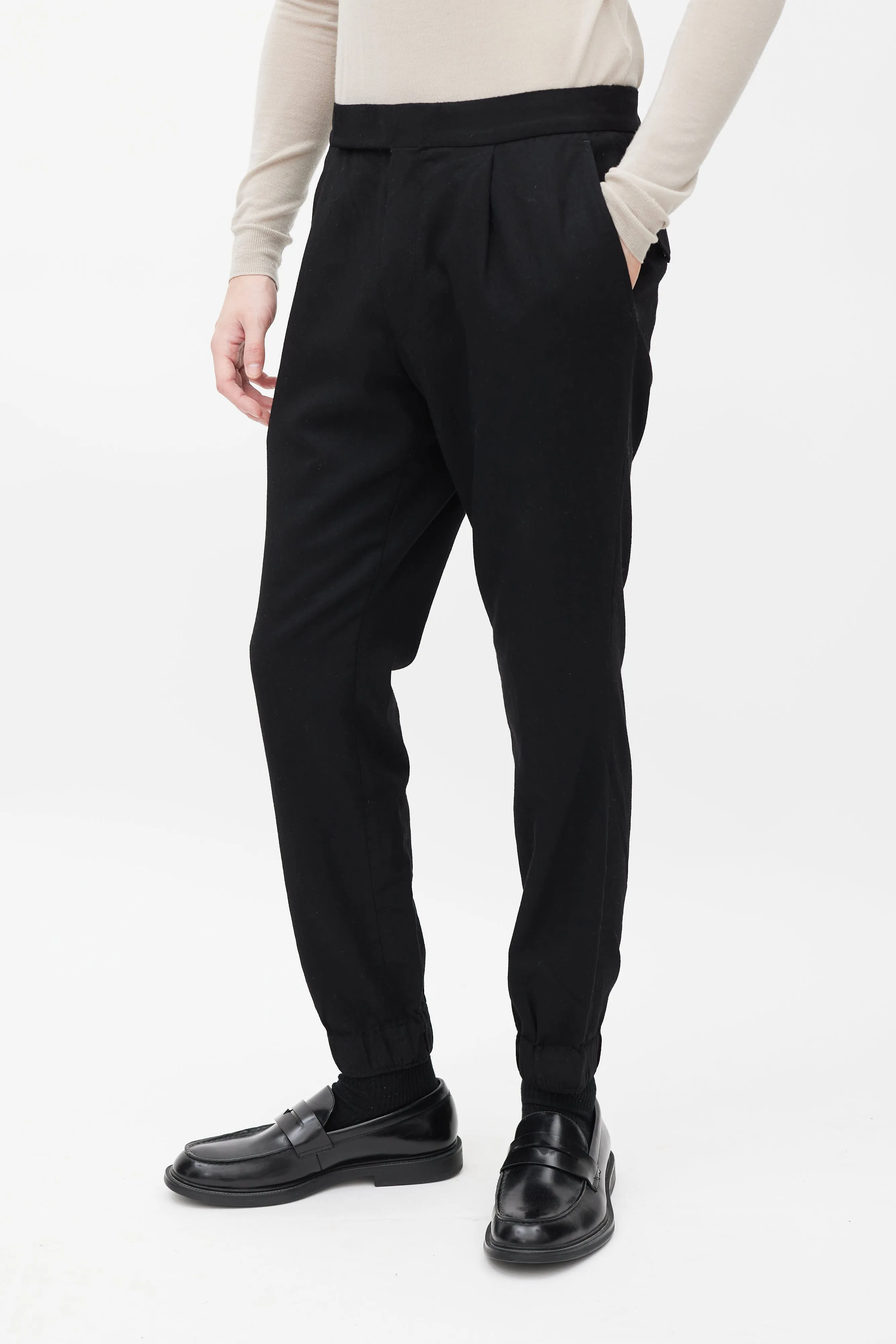 Black Wool Slim Jogger Pant