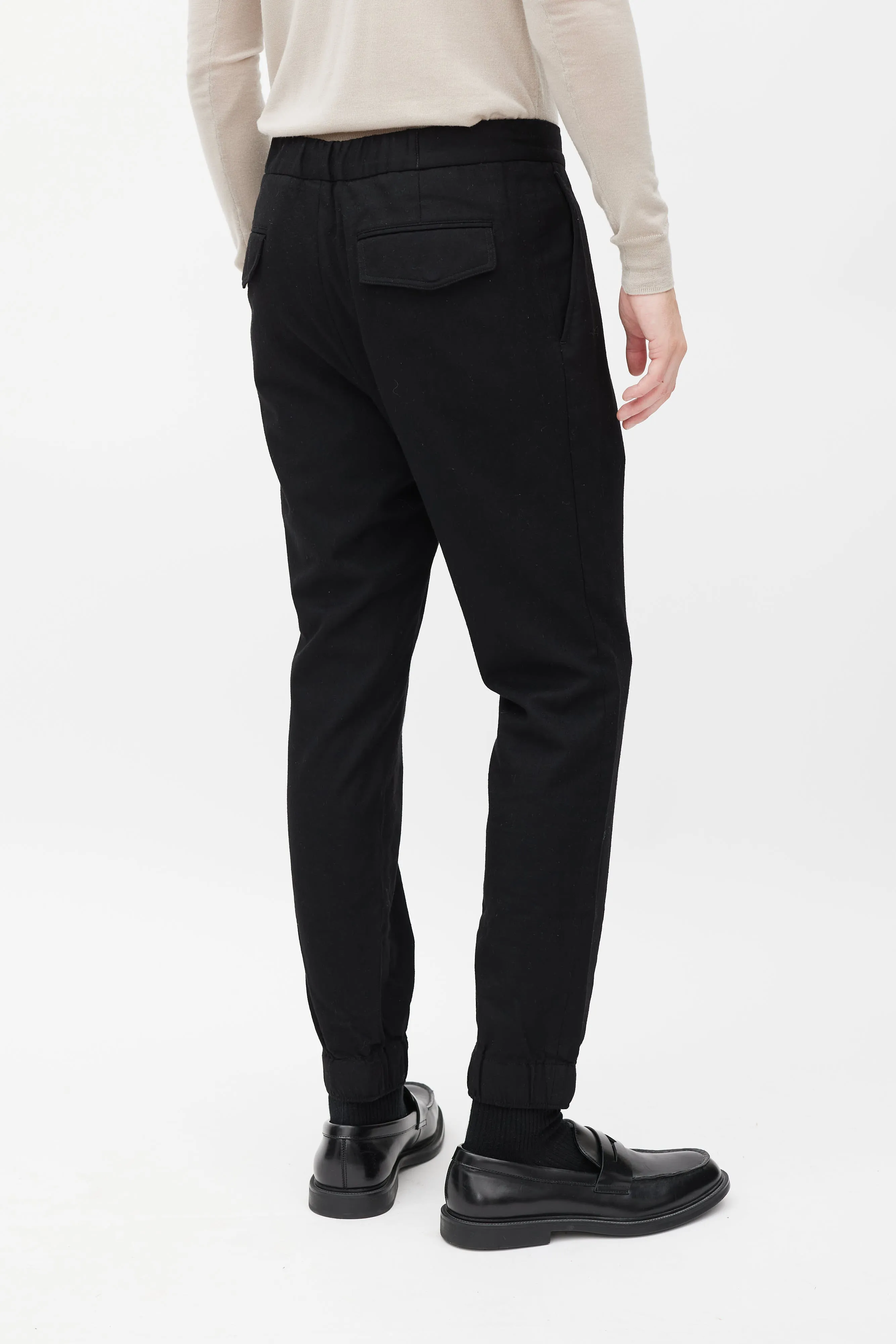 Black Wool Slim Jogger Pant