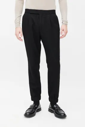 Black Wool Slim Jogger Pant