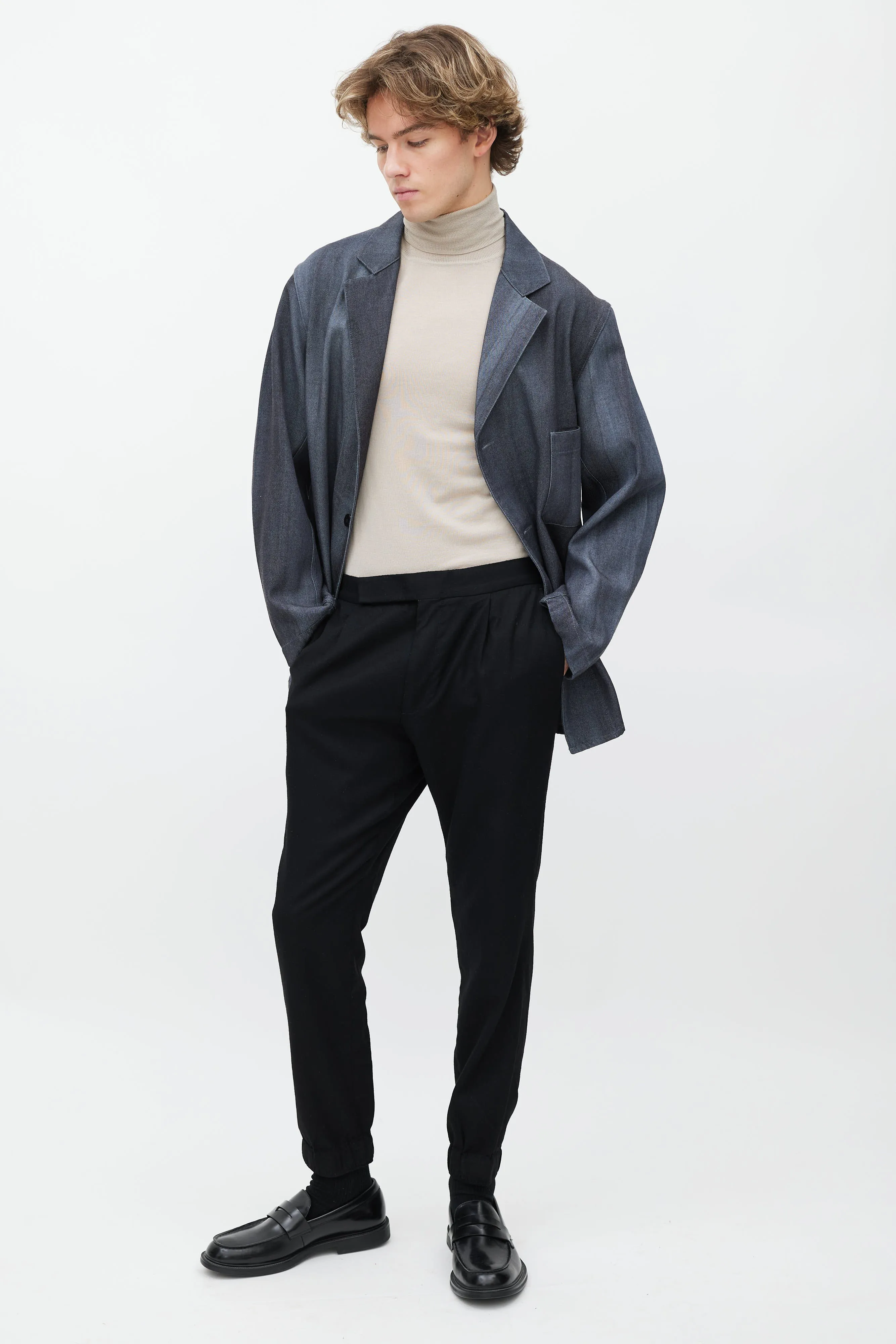 Black Wool Slim Jogger Pant