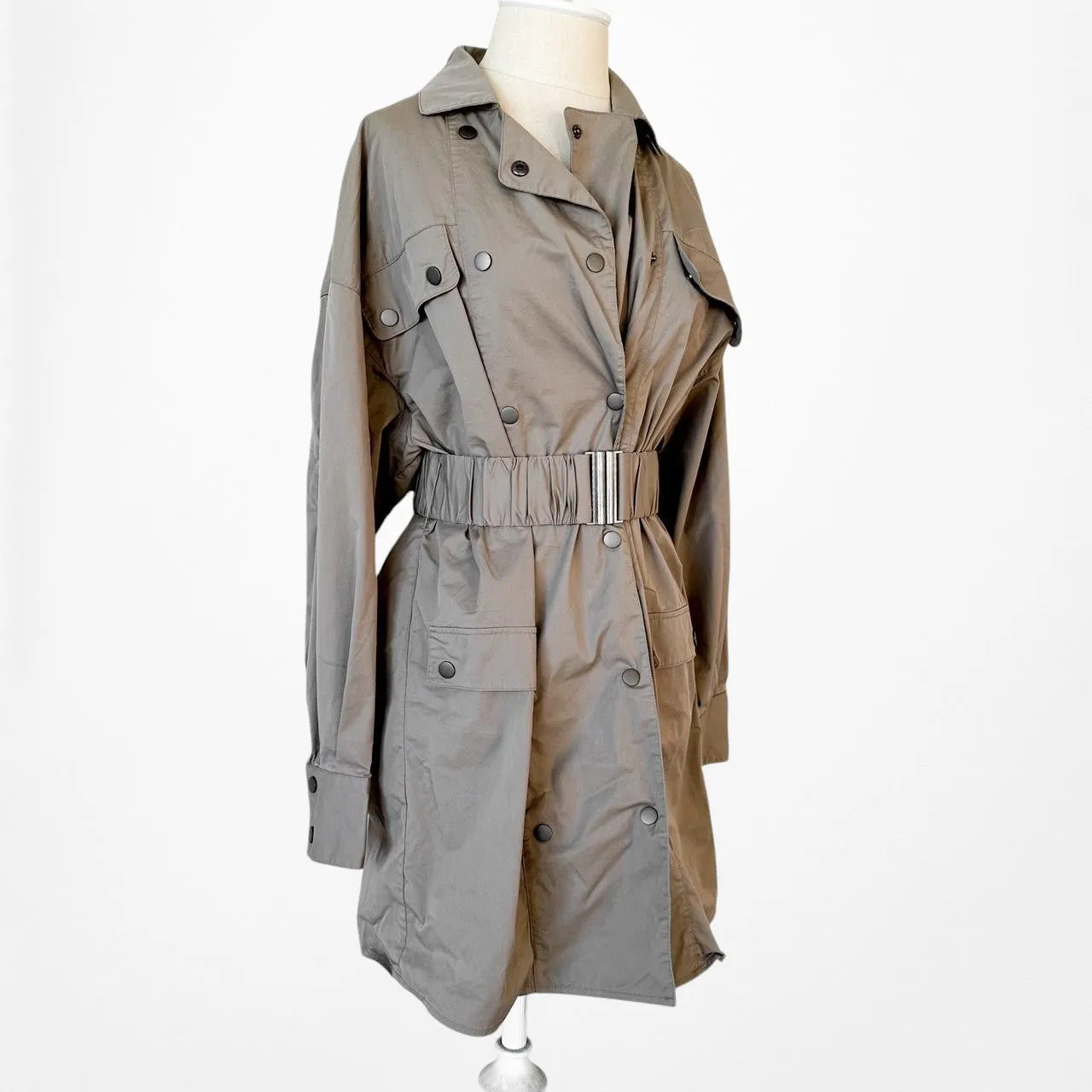 C/Meo Collective Olive Green Double Breasted Utility Cargo Mini Dress Size S