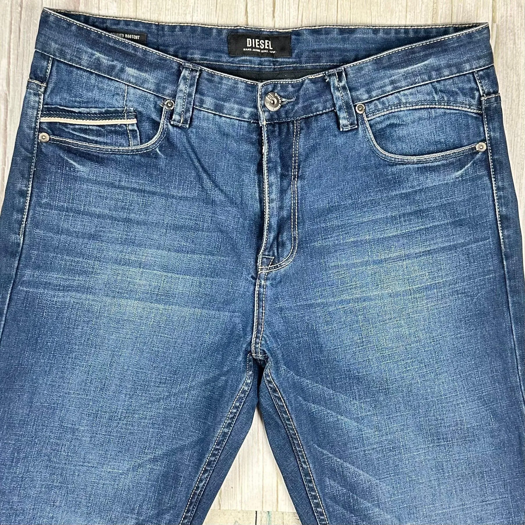 Diesel 'Relaxed Bootcut' Distressed Mens Jeans -Size 36/34