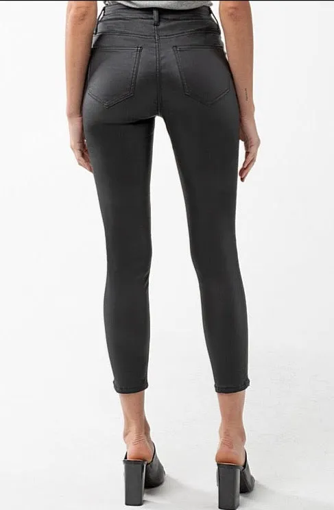 Faux Leather High Rise Ankle Skinny Jeans