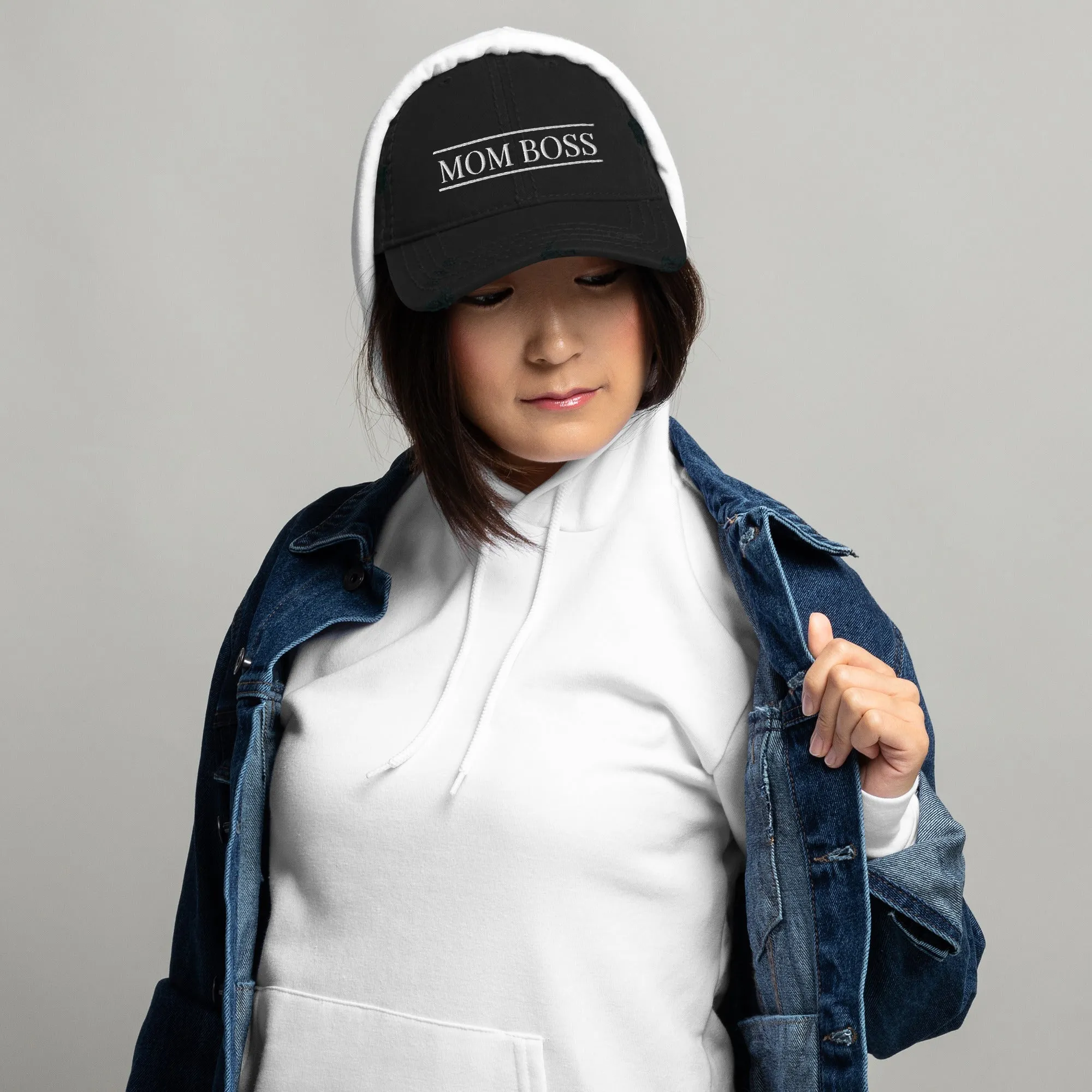 Mom Boss Distressed Dad Hat