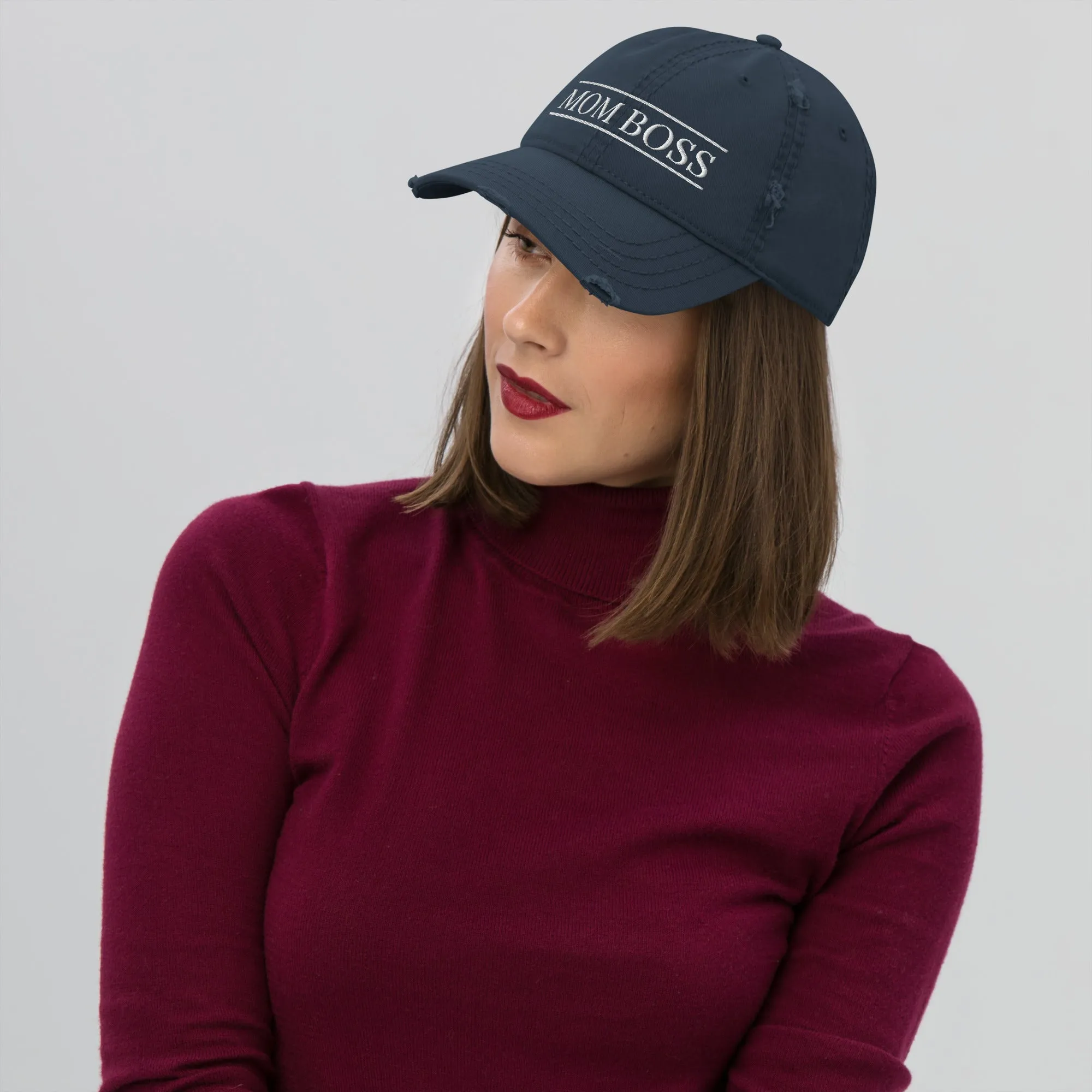 Mom Boss Distressed Dad Hat