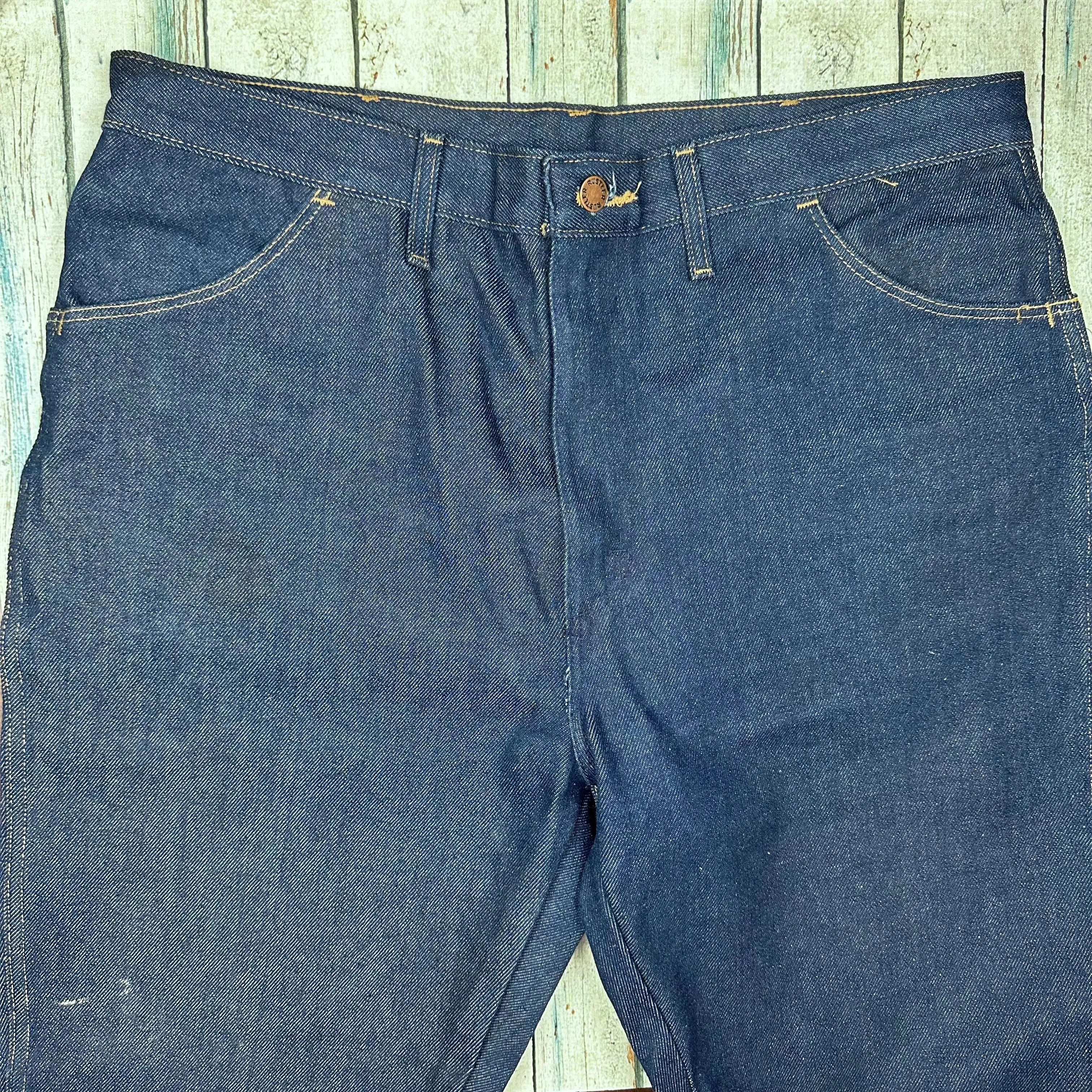 NEW- Rustler USA Made Blue Denim Boot Cut Jeans -Size 38/30