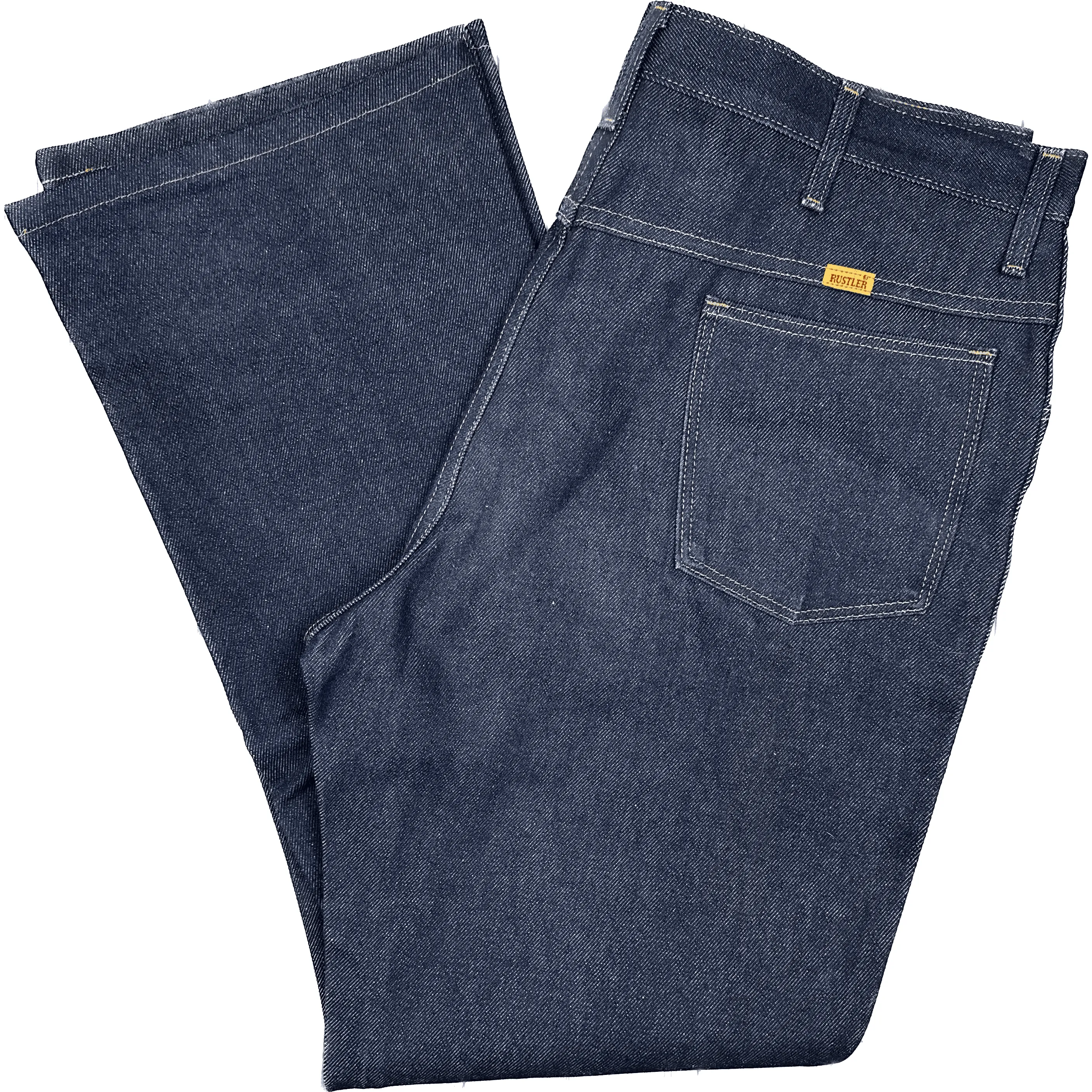 NEW- Rustler USA Made Blue Denim Boot Cut Jeans -Size 38/30