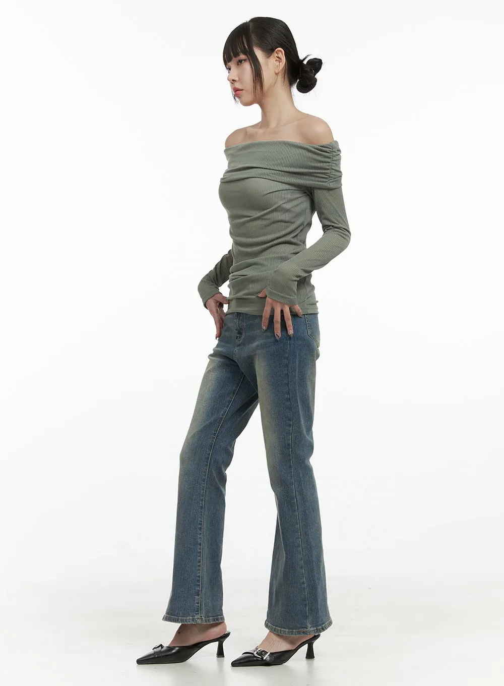 Skye Washed Long Bootcut Jeans OO401