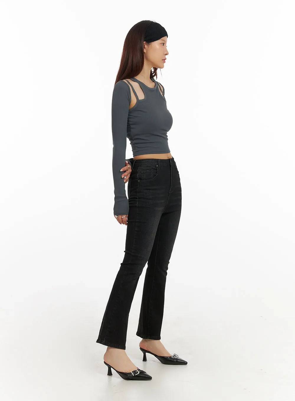 Slim Bootcut Cropped Jeans IY410