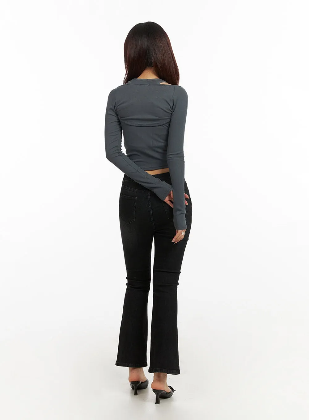 Slim Bootcut Cropped Jeans IY410