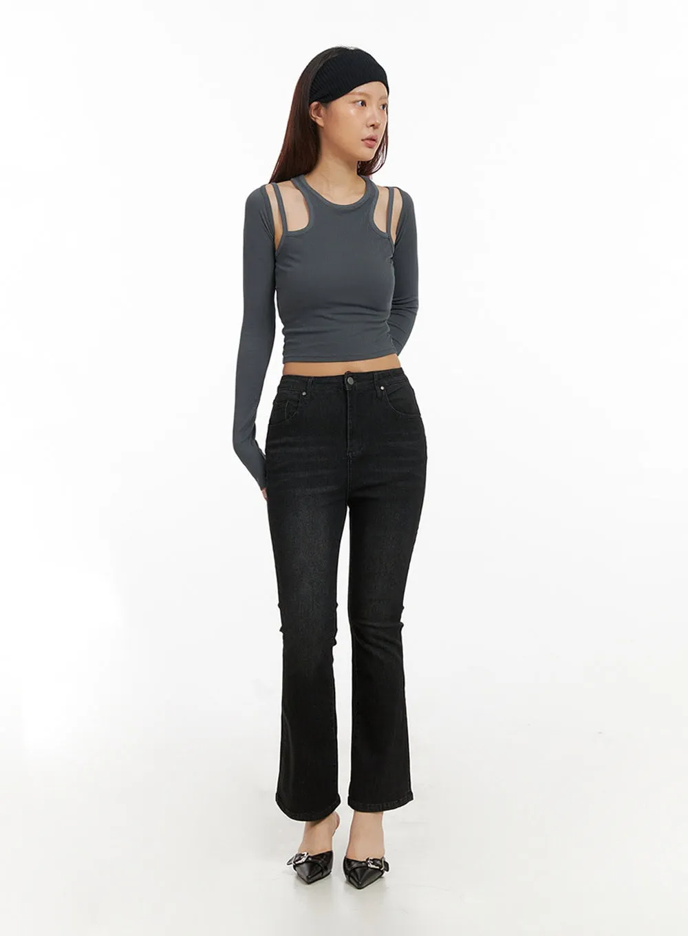Slim Bootcut Cropped Jeans IY410