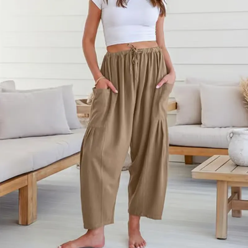 💥This Week's Special Price £14.99🎁☀️Women's Linen Wide Leg Pants with Pockets