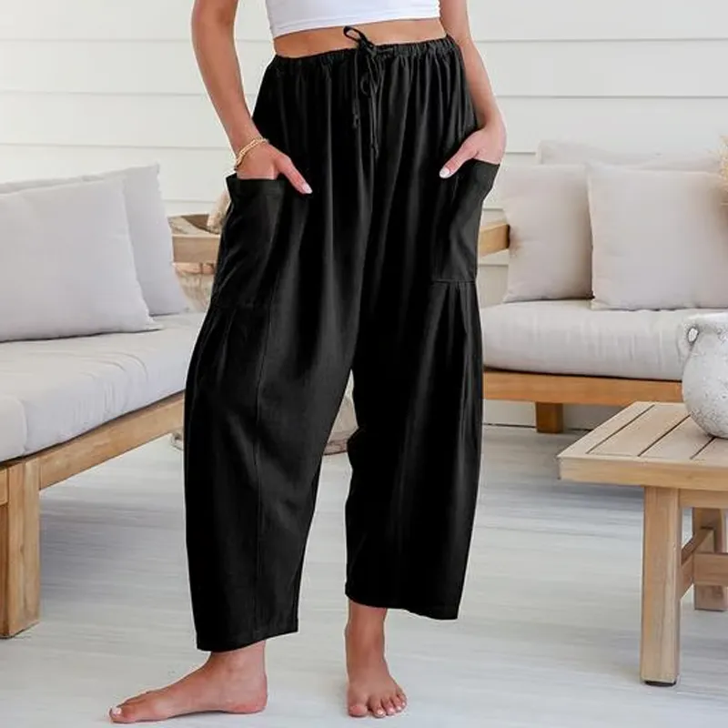 💥This Week's Special Price £14.99🎁☀️Women's Linen Wide Leg Pants with Pockets
