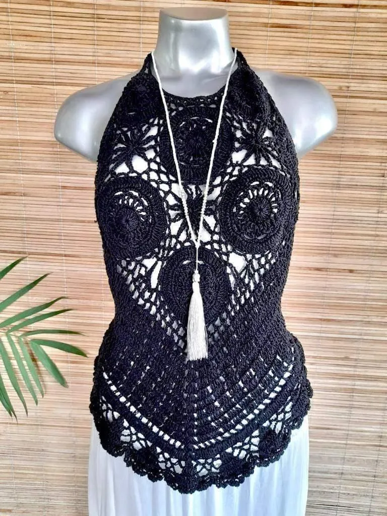 TOP CROCHET BOHO White and Black